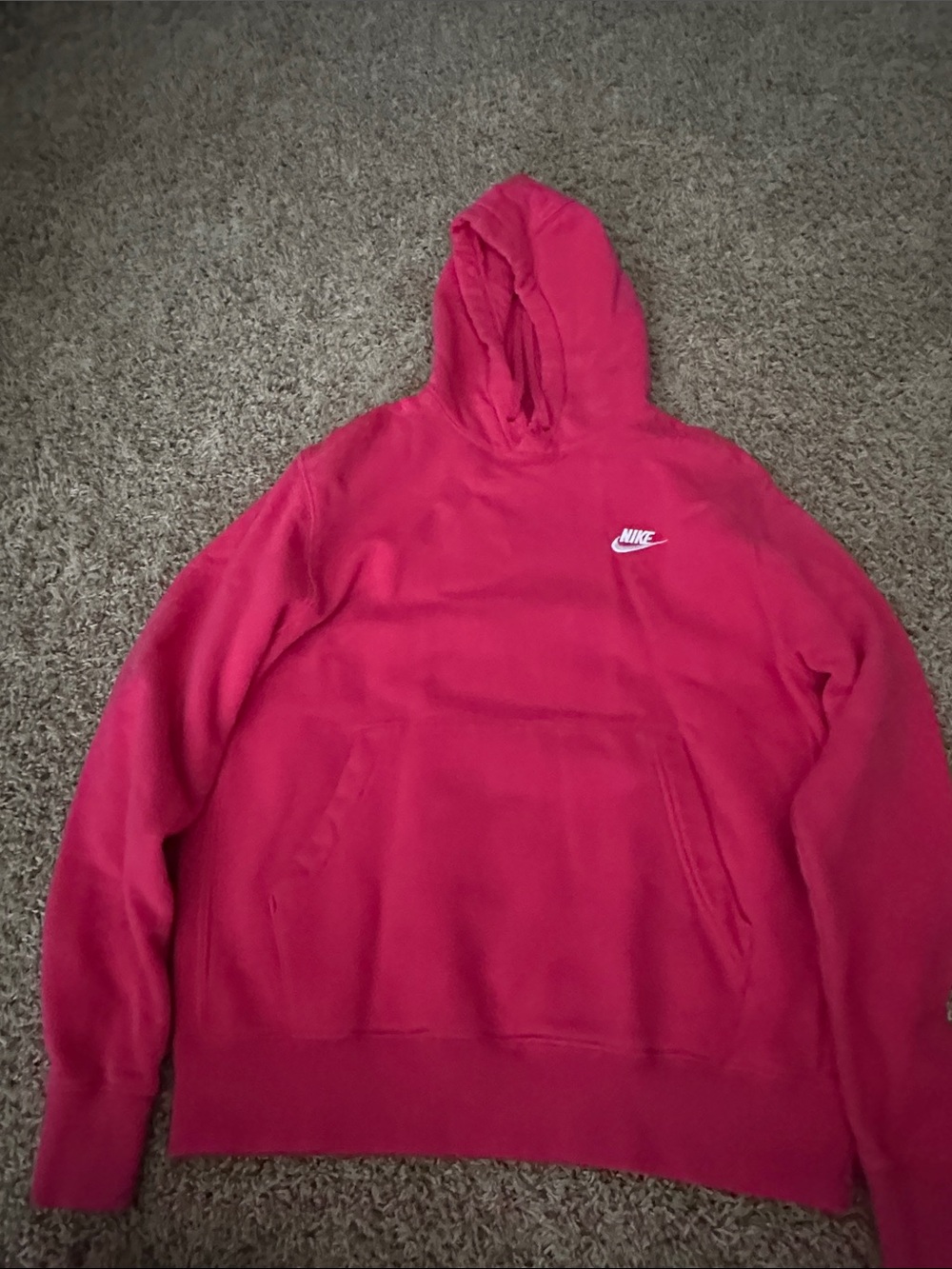 Nike Pink Men's Pullover Hoodie with Small White Swoosh